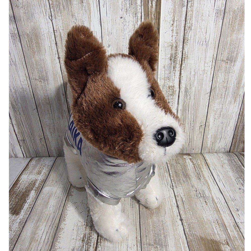 The Petting Zoo Laika Space Dog Plush Stuffed Animal Silver Suit Brown White - Picture 7 of 9